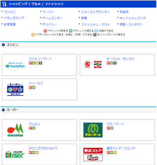 Tポイントに加盟しているコンビニ、スーパー