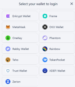 Log in via wallet