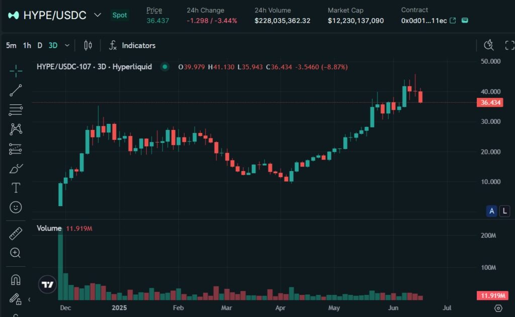 HYPEトークンの価格動向