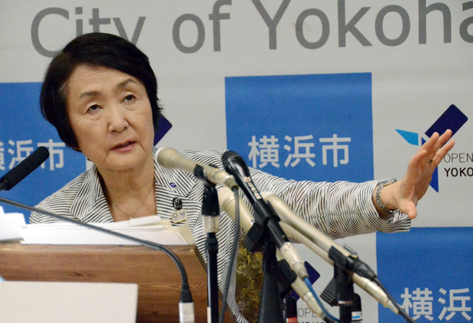 会見する横浜市の林文子市長