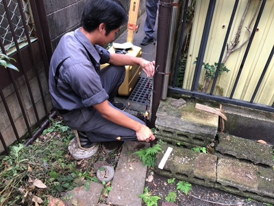 分筆時は、地中のタンクに注意を